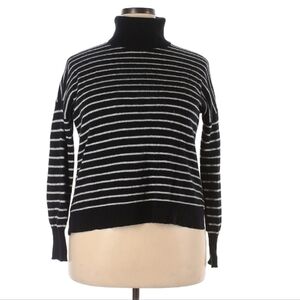 Halogen Black & Gray 100% Cashmere Turtleneck Sweater Size XL